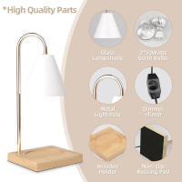Lámpara De Mesa Calentadora De Velas Con Base De Madera Luz Dimmer Para Decoración De Habitación Y Hogar Accesorios Para Velas Y Luz - details 9