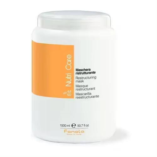 Fanola Mascarilla Capilar Reestructurante con Proteínas de Leche - Brillo Intenso - Hidratación Profunda - Reparación Intensiva - Universal - Mujer - Profesional - Pelo Frágil y Seco - 1500 Ml - 1