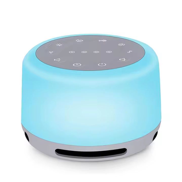PORCHEDDU Máquina de sonido para dormir 24 tipos de sonido natural calmante 7 tipos de luces respirorias de Color y Luces Nocturna con función de Memoria de Crono recargable, niños y adultos - 1