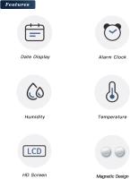 Despertador digital inteligente con atracción magnética, temperatura y humedad interior, fecha de la hora de la pantalla de alta definición, suministro de energía de la batería - details 3