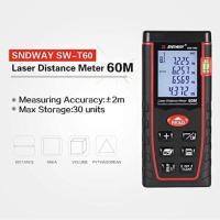 SNDWAY Medidor de distancia láser SW-T60 Telémetro láser digital Medidor de distancia de 60 m Volumen de área de cinta métrica con nivel de burbuja y pantalla LCD de 4 líneas - details 3