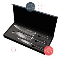 XSQUO Useful Tech Set 3 Cuchillos Japoneses Profesionales Ganbaru | Máxima Calidad. Tecnología de última generación. Acero de alto carbono alta calidad y afilada hoja pulida con láser. Con caja para regalo. - details 1
