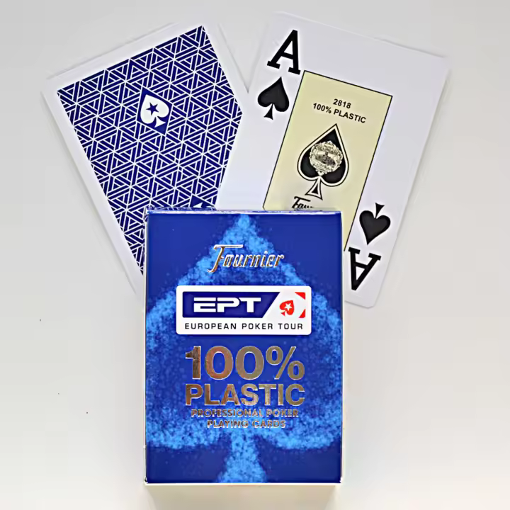 Baraja de Póker Fournier EPT 100% Plástico – Calidad Casino - 55 Cartas - Trasera Azul - Europen Poker Tour - 1