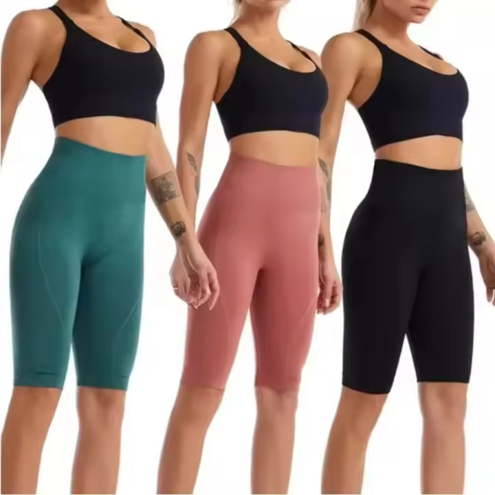 Shorts Deportivos De Cintura Alta Para Mujer Sensación De Vacío Bicicleta Leggings De Push up Con Control De Abdomen Yoga Correr Fitness Gimnasio Pantalones Delgados - 1