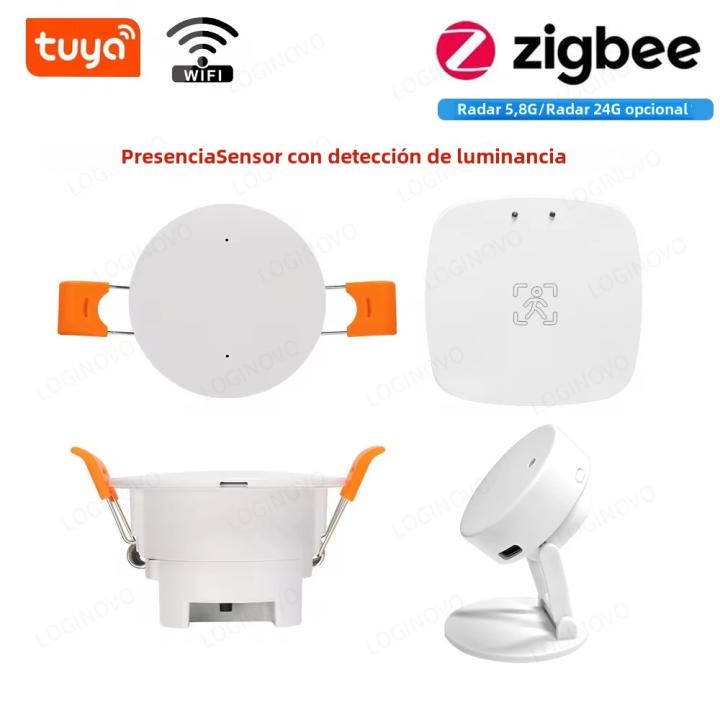 Detector De Presencia Humana Zigbee Smart Life Sensor De Movimiento WiFi Tuya Con Detección De Luz Para Hogar Inteligente Radar MmWave Pir 5.8G/24G Opcional
