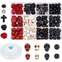 Kit De 203 Piezas De Cuentas De Piedra Con Estilo Calavera Lava Turquesa Cruz Flor De Rosa Cuentas De Moda Para Manualidades - details 0