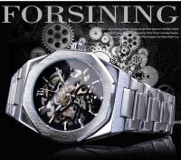 Reloj Mecánico Para Hombre Forsining Steampunk Con Diseño Esqueleto Hollow Dial Negro Resistente Al Agua Acero Inoxidable Fashion Casual - details 0