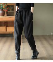 Amax LuluE Pantalones De Peluche De Lujo Para Mujer Invierno 2024 Moda Casual Vintage Gruesos Harajuku Harem Pantalones Talla Media Con Bolsillos Y Cuff - details 5