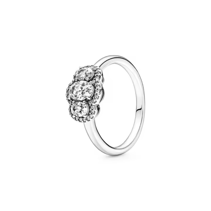 190049C01 - Anillo vintage de palta de ley Tres Piedras con circonitas cúbicas 190049C01 PANDORA Silver  Anillo Pandora original - 1