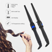 Rizador De Pelo Conico Profesional Cerámico Eléctrico Con Pantalla LCD Tenaza Individual Para Cabello Seco Máxima Temperatura 220°C - details 0