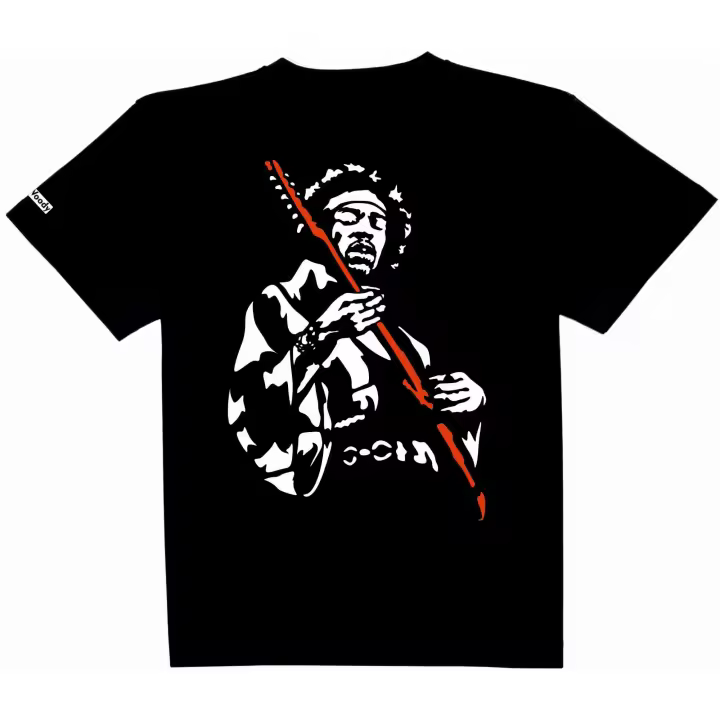 Camiseta Negra Manga Corta Cantante Americano Jimmy Algodon Unisex Musica Hendrix Rock Pop - 1