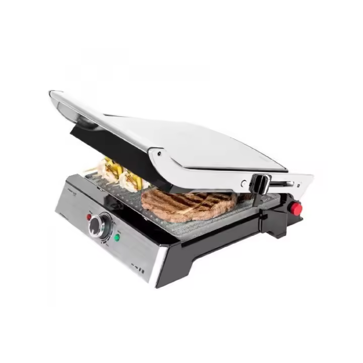 Cecotec 3026  Rock'n Grill Pro - Parrilla Eléctrica Revestimiento de Piedra Rockstone Placas Extraíbles y Reversibles Apertura de 180ª  2000 W Acero Inoxidable. - 1