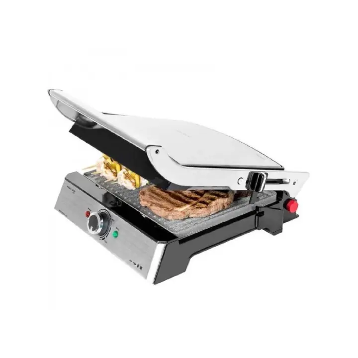 Cecotec 3026  Rock'n Grill Pro - Parrilla Eléctrica Revestimiento de Piedra Rockstone Placas Extraíbles y Reversibles Apertura de 180ª  2000 W Acero Inoxidable. - 1