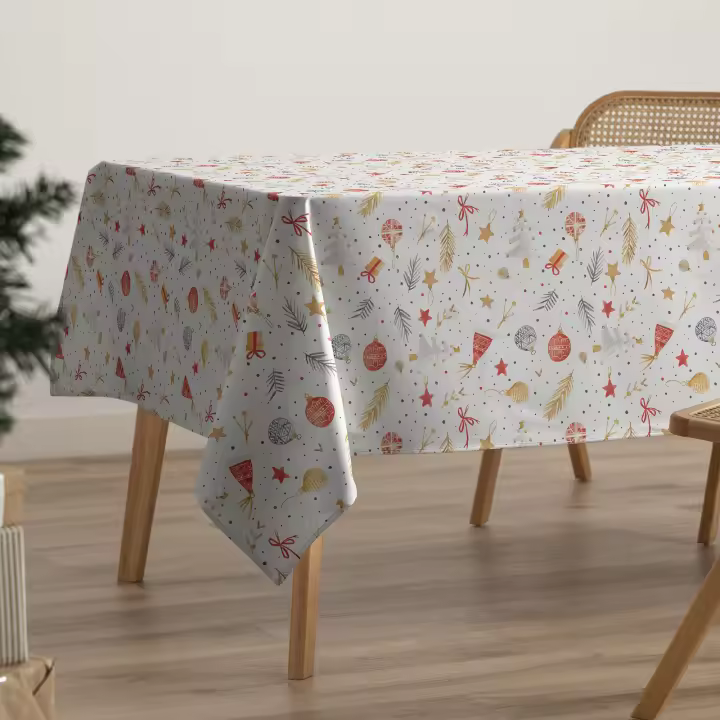 Gamusi Mantel navidad antimanchas algodón estampado impermeable tacto tela BOUNTY - 1