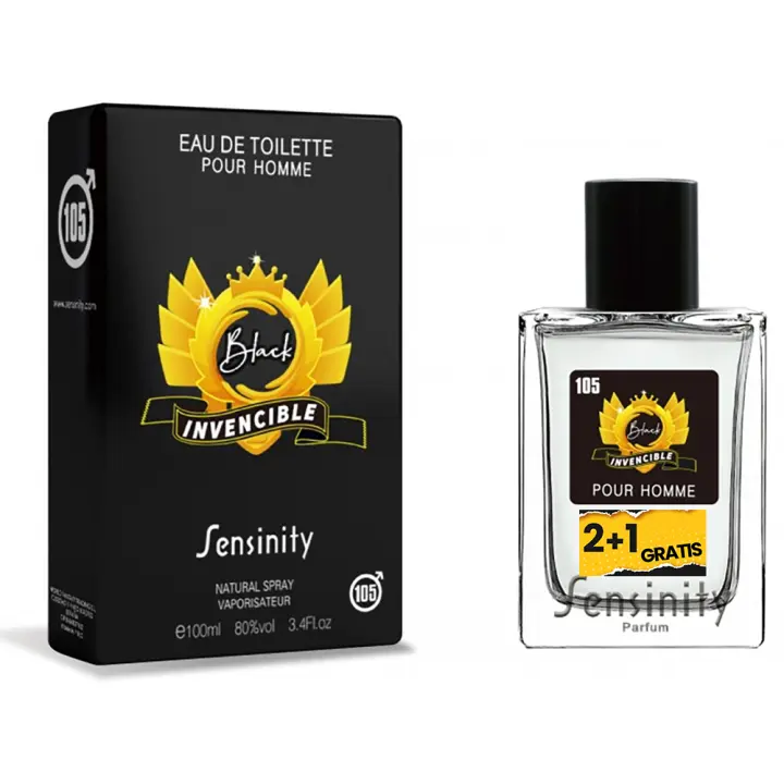 2+1 GRATIS Invencible Black Eau de Toilette para hombre 100ml Sensinity Fragancia inspirada en otros perfumes Pour Homme Colonia - 1