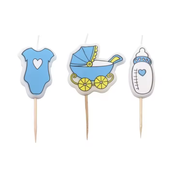 Velas para Bebé Azules - Incluye Clavo - Material: Parafina - 1