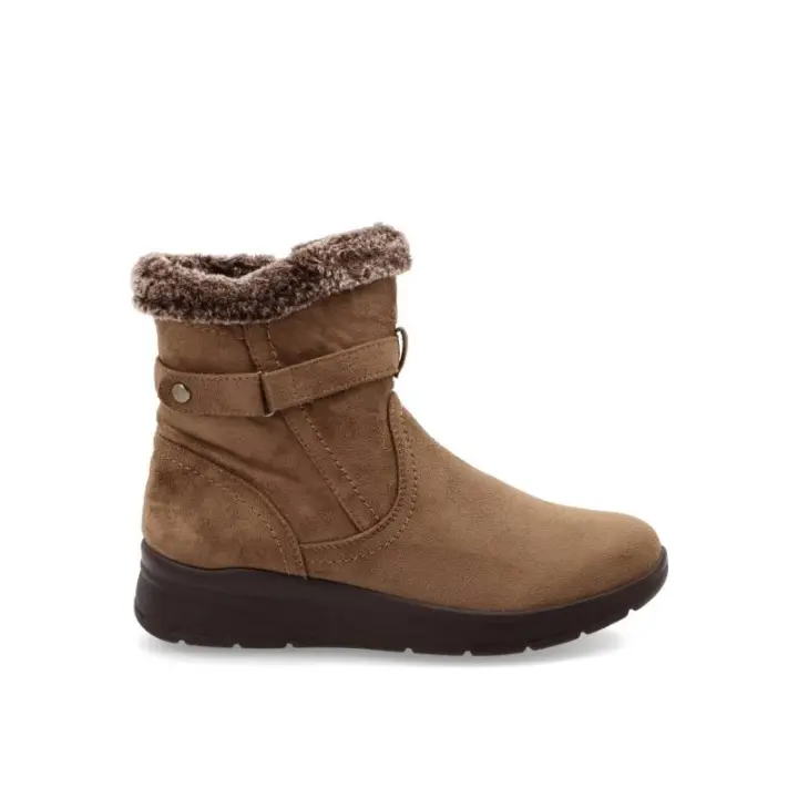 MYSOFT.  Botines de mujer modelo 24M556 de Mysoft. Botín plano confeccionado en tejido afelpado tratado waterprof, con forro interior en tejido calido, con vista de pelo suave. Plantilla interior en memory foam y cierre de cremallera. Suela ligera. - 1