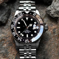 Reloj De Diversión GMT Para Hombres Con Movimiento NH34A Automático Acero Inoxidable Luminoso Correa Jubilee Hebilla Deslizante 200m Impermeable - details 4