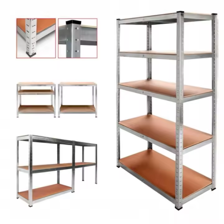 Estantería con 5 Baldes - Capacidad de 875 kg, 183 cm de Altura, 91 cm de Ancho y 46 cm de Profundidad - Estructura de Acero Galvanizado, Perfecta para Cocina, Oficina, Garaje y Más (NAVE-001 2790 H6 D1) - 1