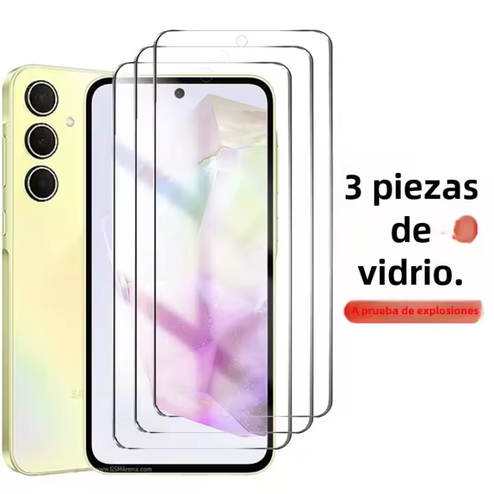 3PCS Protector De Pantalla De Vidrio Templado Para Samsung Galaxy A55 A35 A25 A05 A15 A05S A14 A54 A34 5G Anti-Arrugas HD Transparente - 1