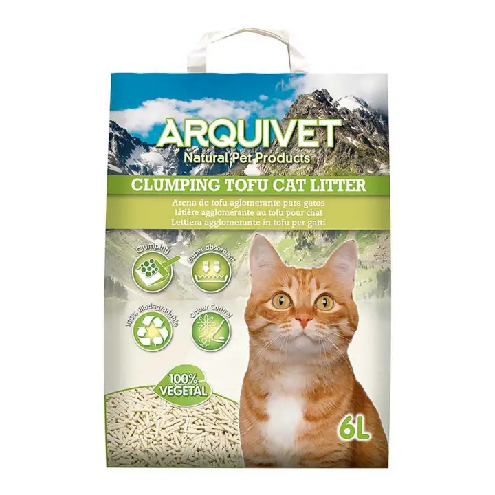 Arena de Tofu para gatos, 6L, Arquivet - Absorción Superior y Control de Olores - 1