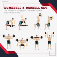 HOMCOM Juego de Mancuernas Ajustables de 20 kg 2 en 1 Juego de Pesas de Dumbbell con Barras Conexión y Barra de Extensión Kit de Levantamiento de Pesas para Hombres y Mujeres Gimnasio en Casa Negro - details 3