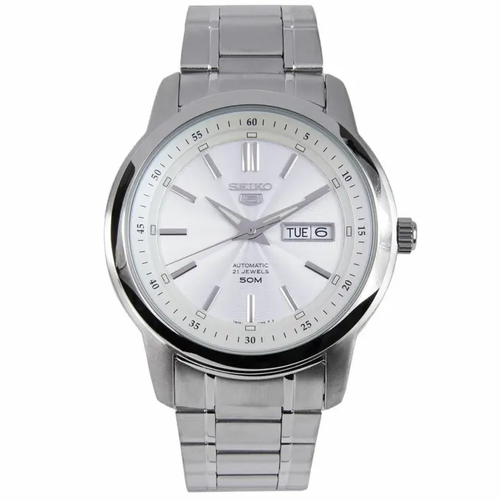 Seiko Watches Reloj Automático Hombre Seiko 5 SNKM83K1 - Dial Blanco - 43mm - Correa Acero - Resistente Al Agua 50m - 1