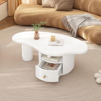 Mesa de Centro irregular en forma de NubeL 110 cm, A 60 cm, A 37,5 cm, tablero de MDF con 1 caja que incluye el cojeo de campo, Mesa de Centro Creative - details 2