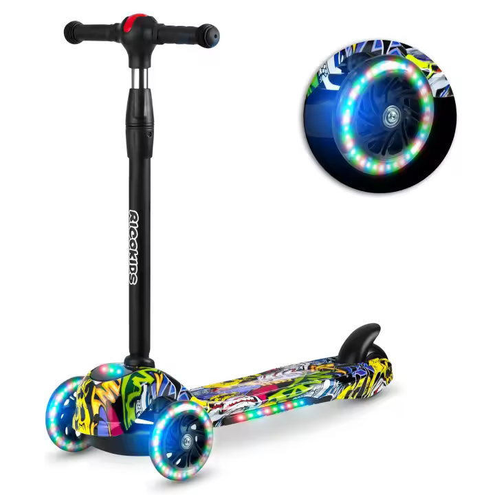 Patinete de 3 ruedas Ricokids Piko - Negro con estampados coloridos - 1