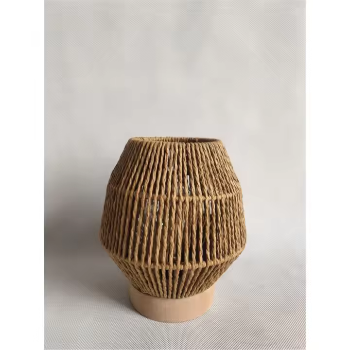 Candelero led de cuerda y base de madera natur  Material: Cuerda Medidas (Ancho*Alto*Fondo): 15*17.5*15Presume de casa - 1