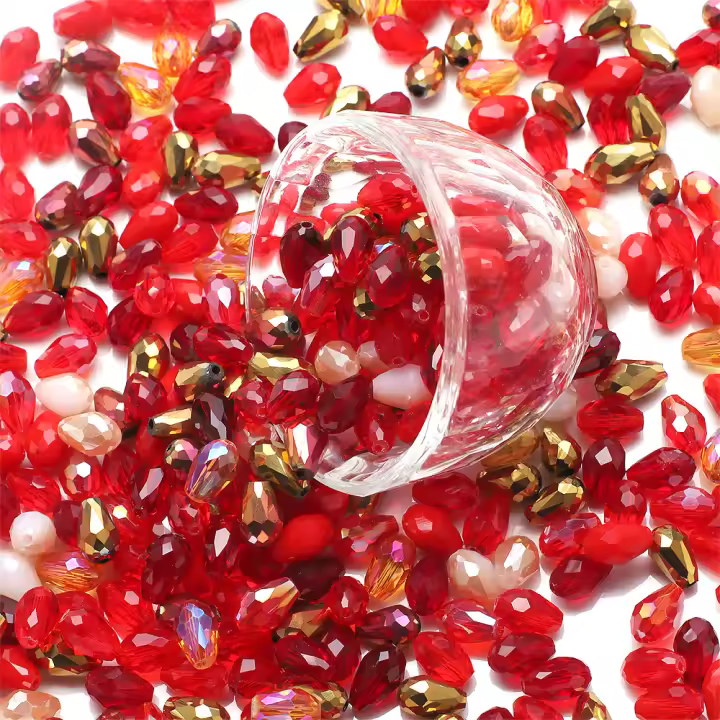 Lote De 30 Piezas De Pendantes De Cristal Lloro 8x12mm Colores Mixtos Para Creación De Joyas DIY Accesorios De Vidrio En Forma De Perla - 1