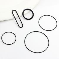Conectores De Circulo Geométrico Hueco En Metal De Cobre Para El Dibujado De Joyas DIY 6 Piezas Pintura Negra De Spray Charms - details 10