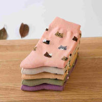 5 Pares De Calcetines De Gato Lindo Y Cómodo Calcetines De Media Alta Para Mujer Hosiery Y Calcetines De Estilo Casual - details 2