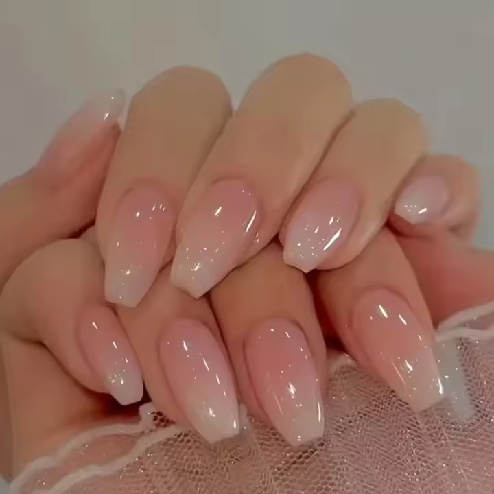 Uñas Postizas De Ballet 24 Pcs Gradiente Rosa Brillante Reutilizables Para Mujer Manicura Artificial De Resina Sin Químicos De Alta Importancia - 1