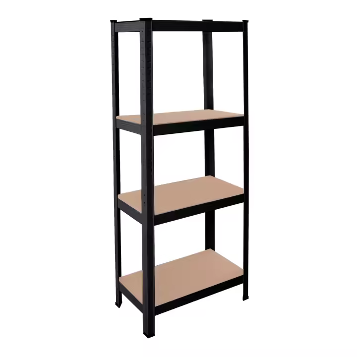 Ociodual Estanteria Metalica Tiny Negro, Estante Ideal para Hogar, Estanterias Trastero, Muebles, Oficina, Estanterias Almacenaje Divisible, Sin Tornillos, 240kg, 4 Baldas MDF, 150x60x30cm - 1
