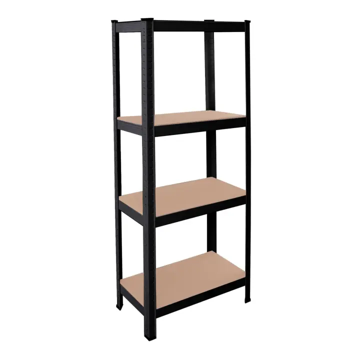 Ociodual Estanteria Metalica Tiny Negro, Estante Ideal para Hogar, Estanterias Trastero, Muebles, Oficina, Estanterias Almacenaje Divisible, Sin Tornillos, 240kg, 4 Baldas MDF, 150x60x30cm - 1
