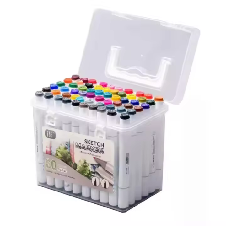 CasaSofia- BF Sketch Marker Maletin 12/24/36/60 Rotuladores Doble Punta para Dibujar , Colorear, Pintar Dibujo,sin marca.  Caligrafia Colores Surtidos Rotuladores Base Alcohol BFG. Despierta tu talento - 1