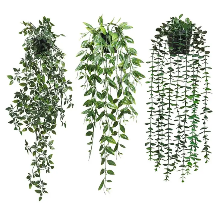 Plantas Artificiales Colgantes Con Maceta Vinateras Para Decoración De Interiores Exteriores Y Oficina Sin Marca Material Rattan Origen Sichuan China - 1