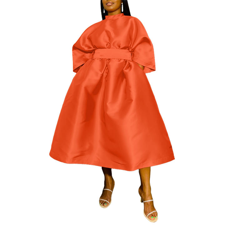 Vestido Elegante De Mujer plus Size 5XL Trabajo OL Sundress VONDA 2025 Moda Manga 3/4 Midi A-Line Cintura Empirica Suelto De Otoño