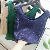 Chaleco De Noche Con Lentejuelas Para Mujer Estilo De Calle Blanca Brillante Poliéster Talla Regular Top De Verano 2022 - details 14