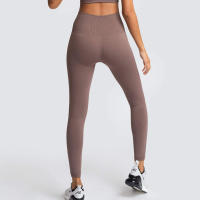 Leggings De Yoga Sin Costuras Para Mujer Levantador De Glúteos Deportivos De Fitness Y Gimnasio Pantalones De Running Terciopelo De Nylon De Cintura Elástica - details 14