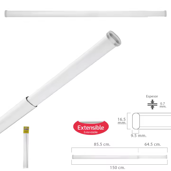 Maurer Barra Visillo Extensible 85.5/150 Cm con Ajuste de Presión - 1