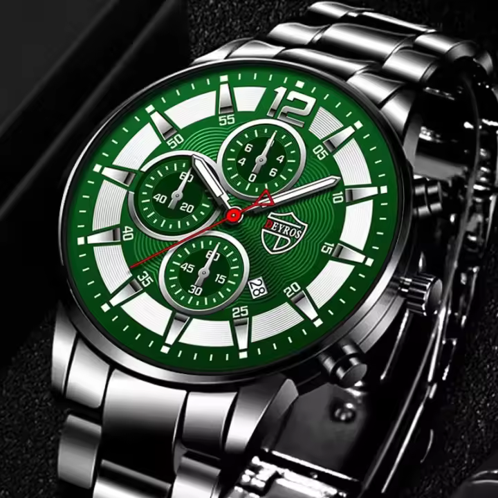 Reloj De Pulsera De Acero Inoxidable Para Hombre Lujo Con Calendario Y Luz Reloj De Cuarzo De Negocios Para Hombre Con Luz Luminosa - 1