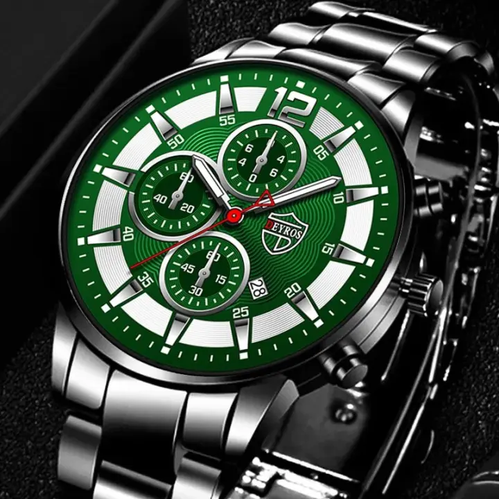 Reloj De Pulsera De Acero Inoxidable Para Hombre Moda Lujo Calendario Cuarzo Reloj Luminoso Para Negocios Con Fecha Completa - 1
