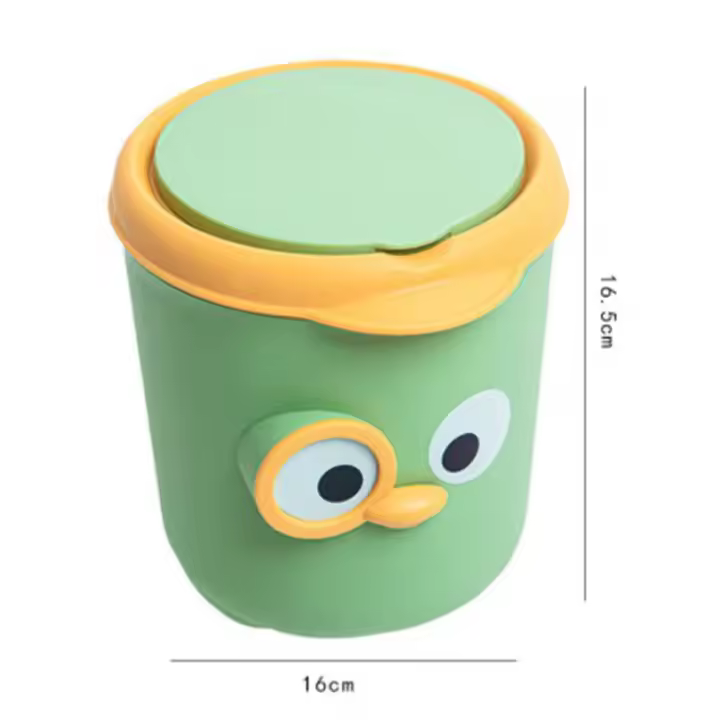 Basurero De Escritorio Pequeño Y Lindo Para Dormitorio Y Oficina Con Tapa Contenedor De Almacenamiento Cartoon Mini Para El Hogar - 1