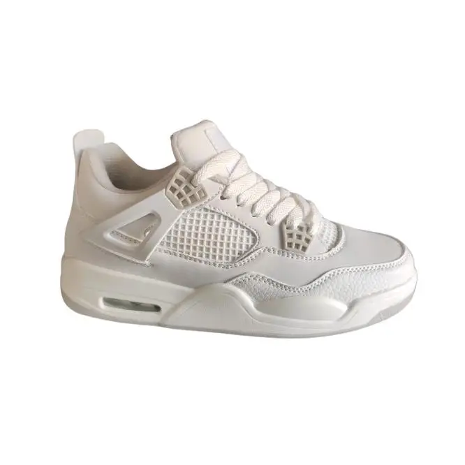 Mº054 BLANCO-GRIS MARCA PERVERSA BASKET zapatillas de skate clásicas retro 4 para MUJER, zapatillas deportivas de baloncesto, zapatillas informales para correr y caminar, - 1