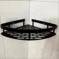 Estante De Baño Triangular Monolítico Soporte De Almacenamiento Para El Hogar En Negro Soporte Tripode Colgante En La Pared - details 2