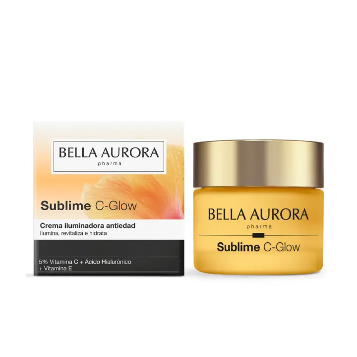 Bella Aurora Sublime C-Glow | Crema iluminadora antiedad con vitamina C estabilizada, ácido hialurónico y extracto marino | Ilumina, revitaliza e hidrata la piel apagada | Todo tipo de pieles | 50 ml - 1