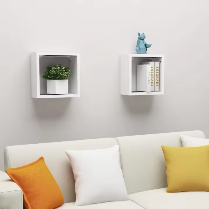 Estantes cubo de pared 2 unidades blanco 30x15x30 cm - 1