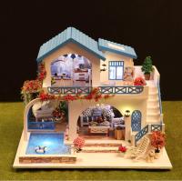 Kit de casa de muñecas en miniatura 3D con LED y música, kit de rompecabezas de madera para bricolaje, casa de muñecas con muebles modelo en miniatura (ciudad azul y blanca) - details 0
